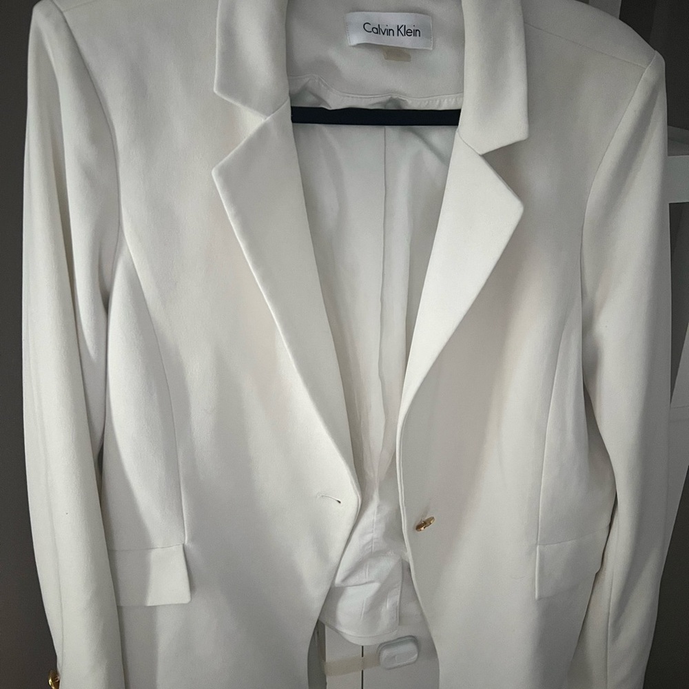Calvin Klein white lined blazer